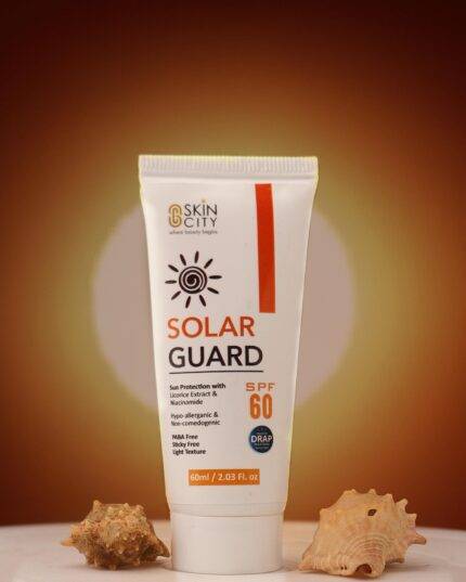 Solar Guard SPF 60 sunscreen with licorice extract and niacinamide for waterproof sun protection