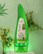 Aloglow hydrating aloe vera gel with vitamin E and green tea extract for soothing and rejuvenating skin