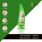 Aloglow hydrating aloe vera gel with vitamin E and green tea extract for soothing and rejuvenating skin